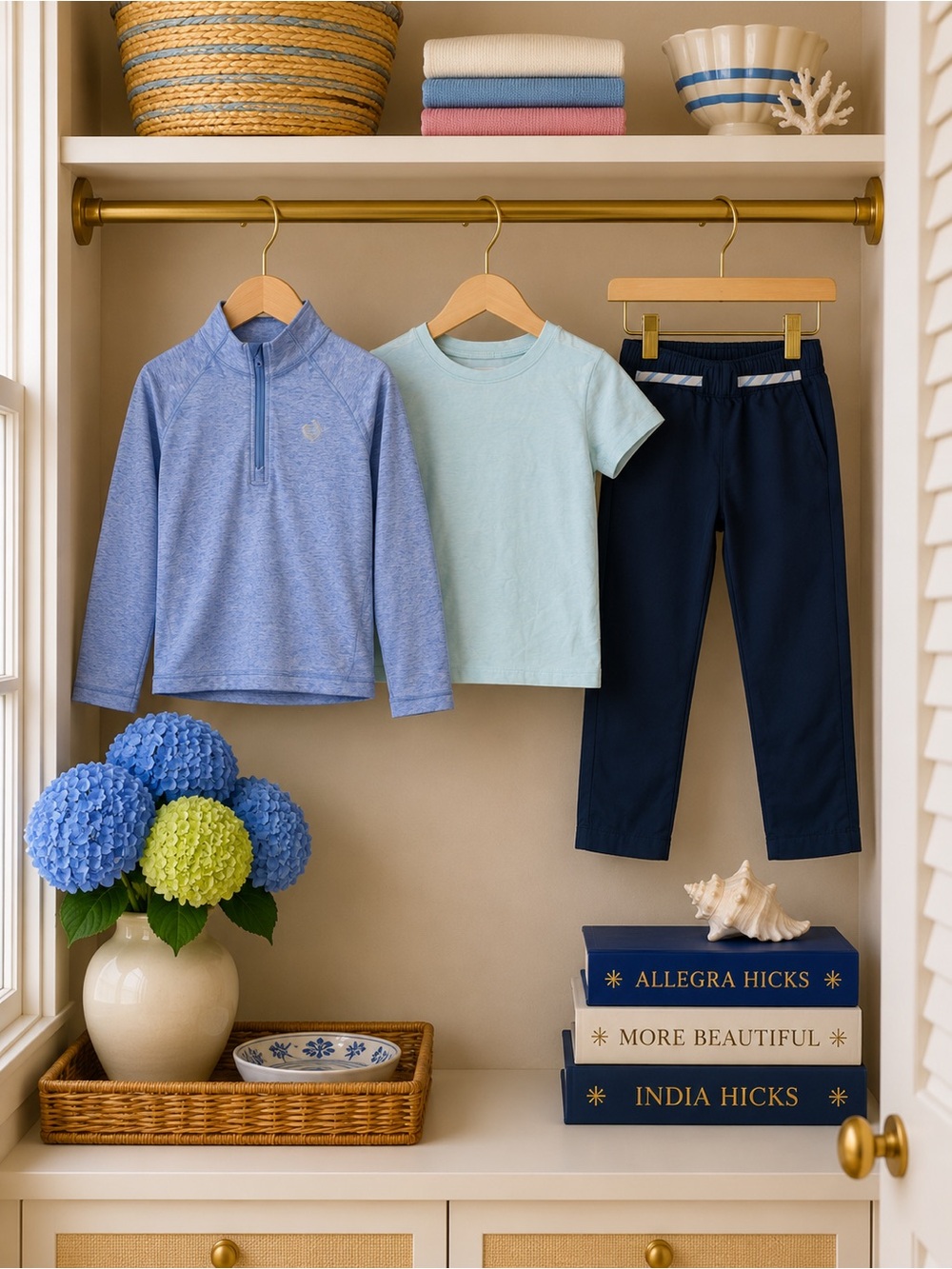 Under Armour Kids Light Blue Heather Quarter-Zip, Mint Tee & Navy Joggers Set